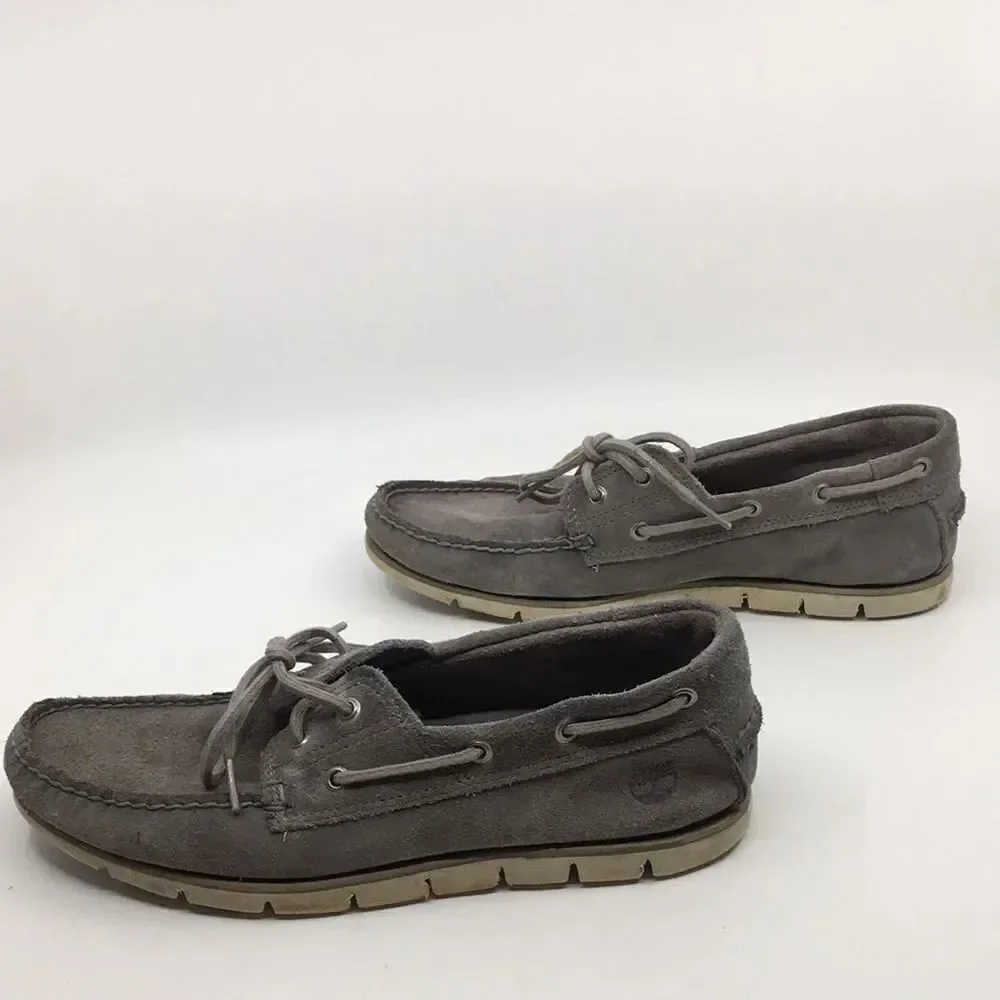 Timberland Gray Suede Boat Shoes Loafers with SensorFlex Technology size 9